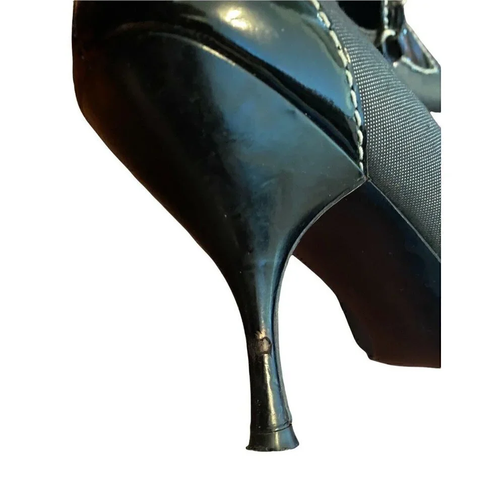 Linea Paolo Sz 9.5 Black Fabric Leather‎ Pointy Toe Women’s Pumps Heels